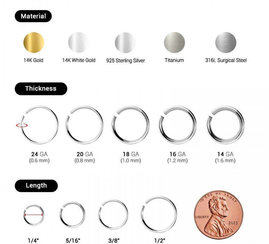 316L SURGICAL STEEL CUT FACETED HINGED SEGMENT HOOP RING