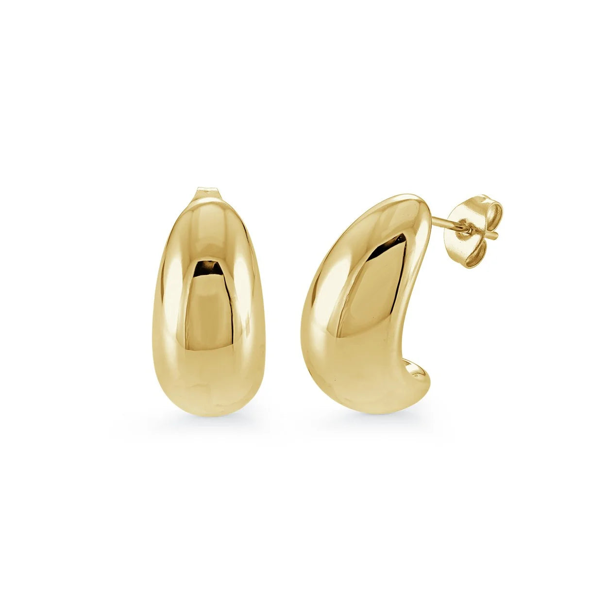 S.STEEL 20MM-DROP POINTED-PUFF STUD EARRINGS
