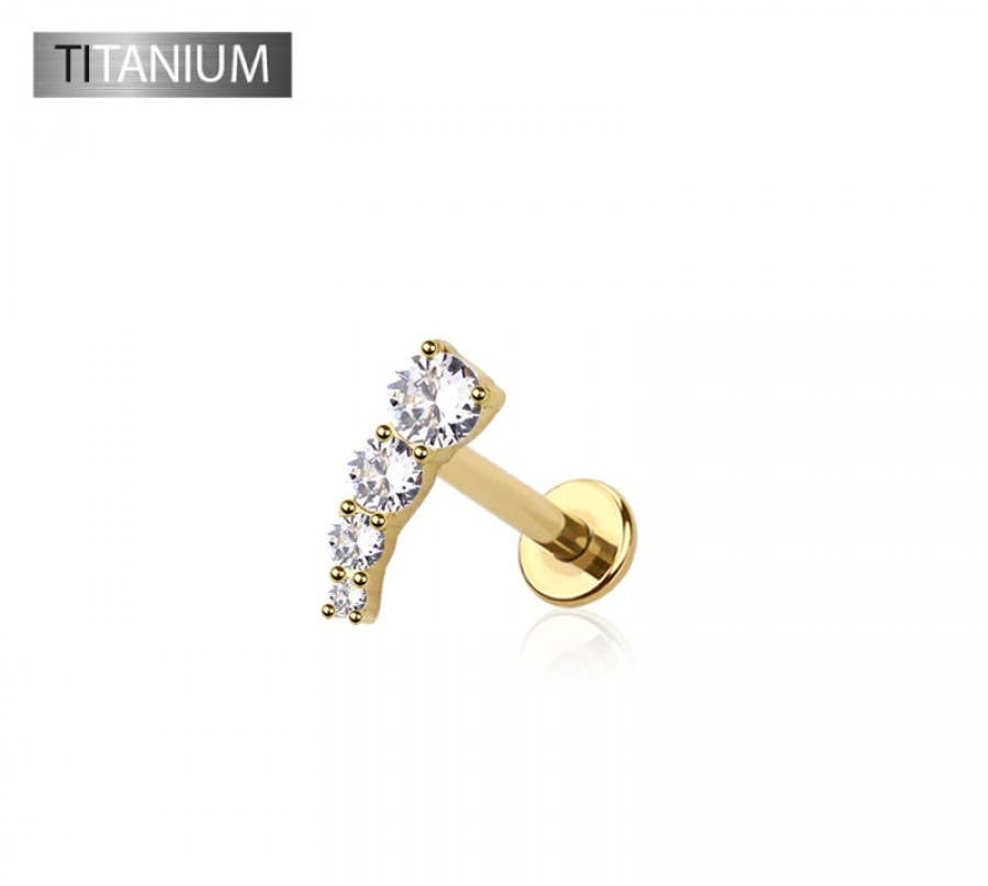 IMPLANT GRADE SOLID TITANIUM FOUR ROUND CZ PUSH IN TOP