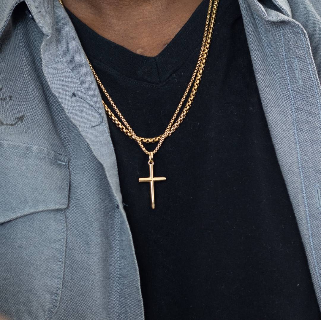 S.STEEL POLISHED CROSS 22"