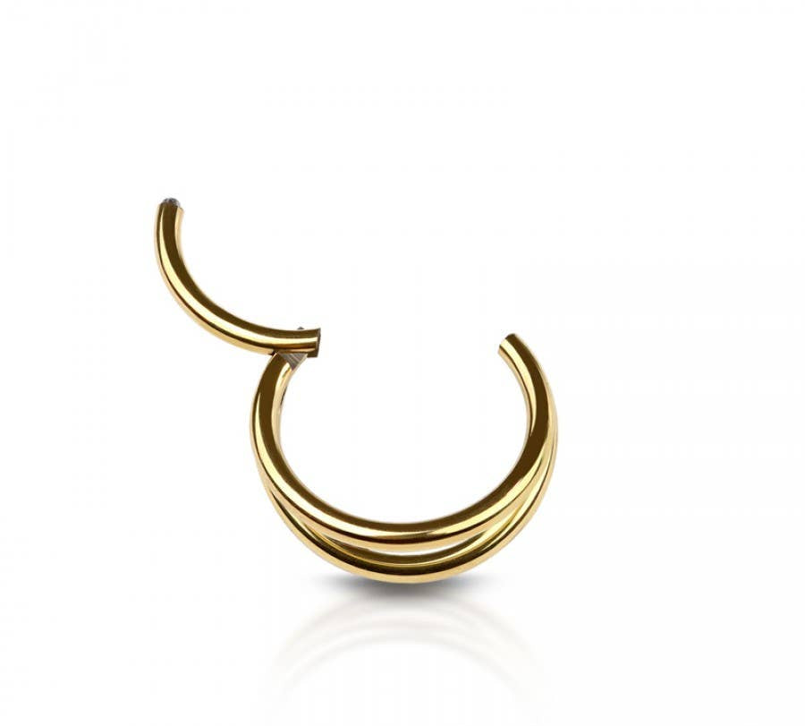 DOUBLE RING 316L SURGICAL STEEL HINGED SEGMENT HOOP RING