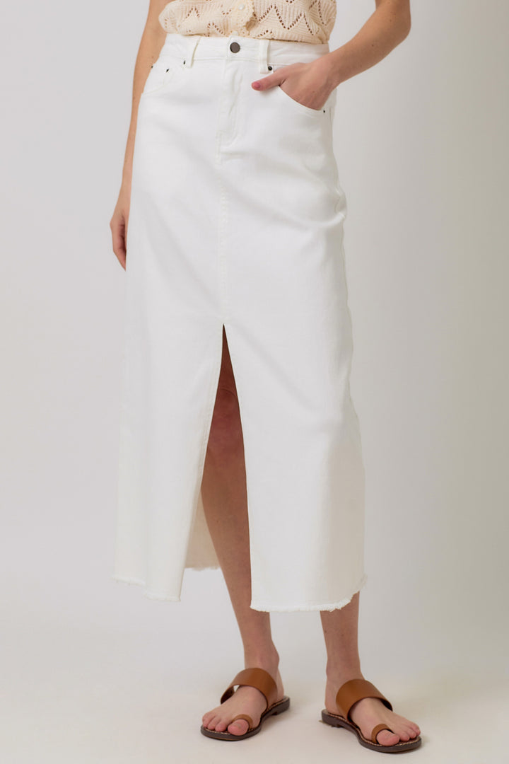 Washed Front Jean Skirt