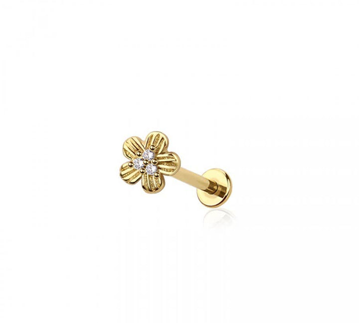 PLUMERIA HAWAII FLOWER CZ TOP THREADLESS