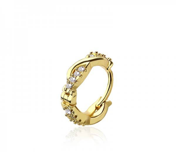 SWIRL GEM PAVED 316L SURGICAL STEEL HINGED SEGMENT HOOP RING