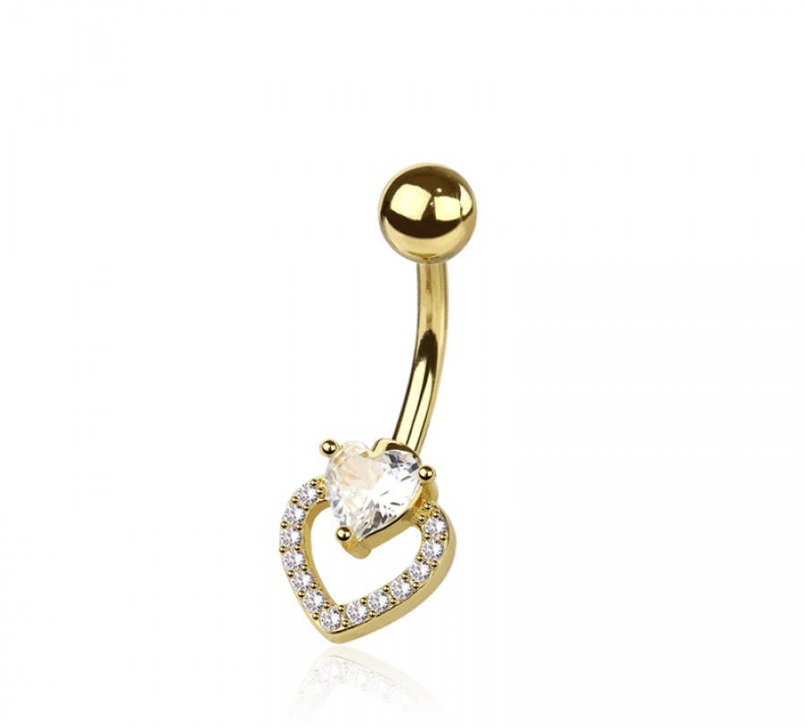 HEART 316L SURGICAL STEEL NAVEL BELLY RING