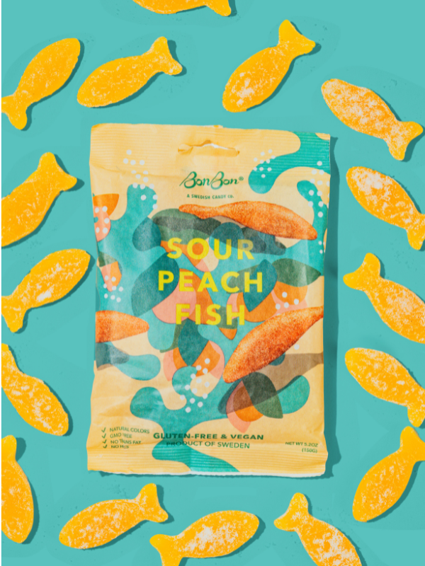 Sour Peach Fish - Swedish Candy 5.2oz