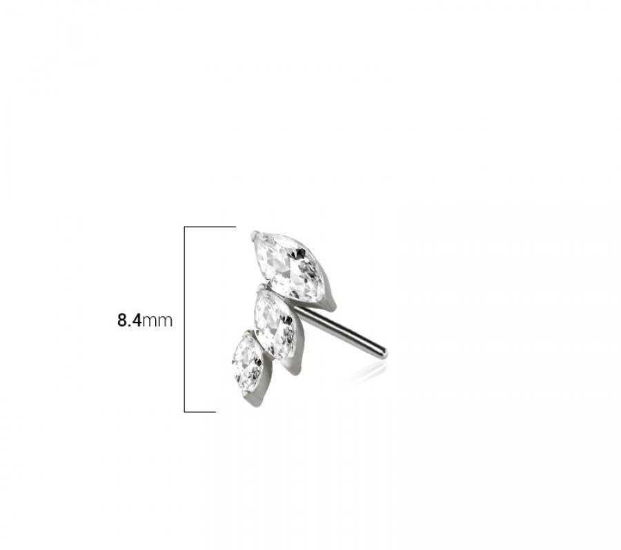 316L SURGICAL STEEL THREADLESS PUSH IN CZ MARQUISE FAN DROP