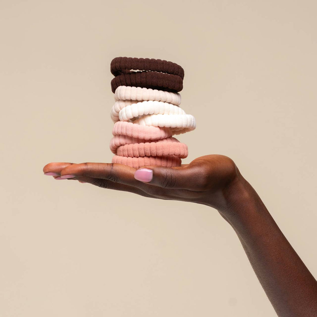 Recycled Fabric Ribbed Hair Elastics 10pc Set