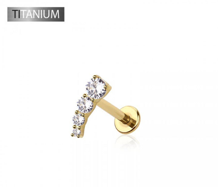 IMPLANT GRADE SOLID TITANIUM FOUR ROUND CZ PUSH IN TOP