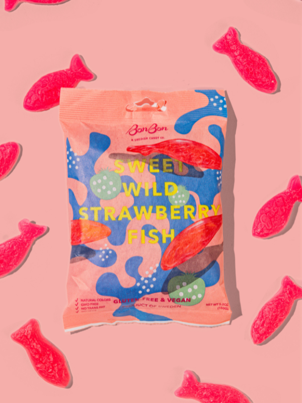 Sweet Wild Strawberry Fish - Swedish Candy 5.2oz