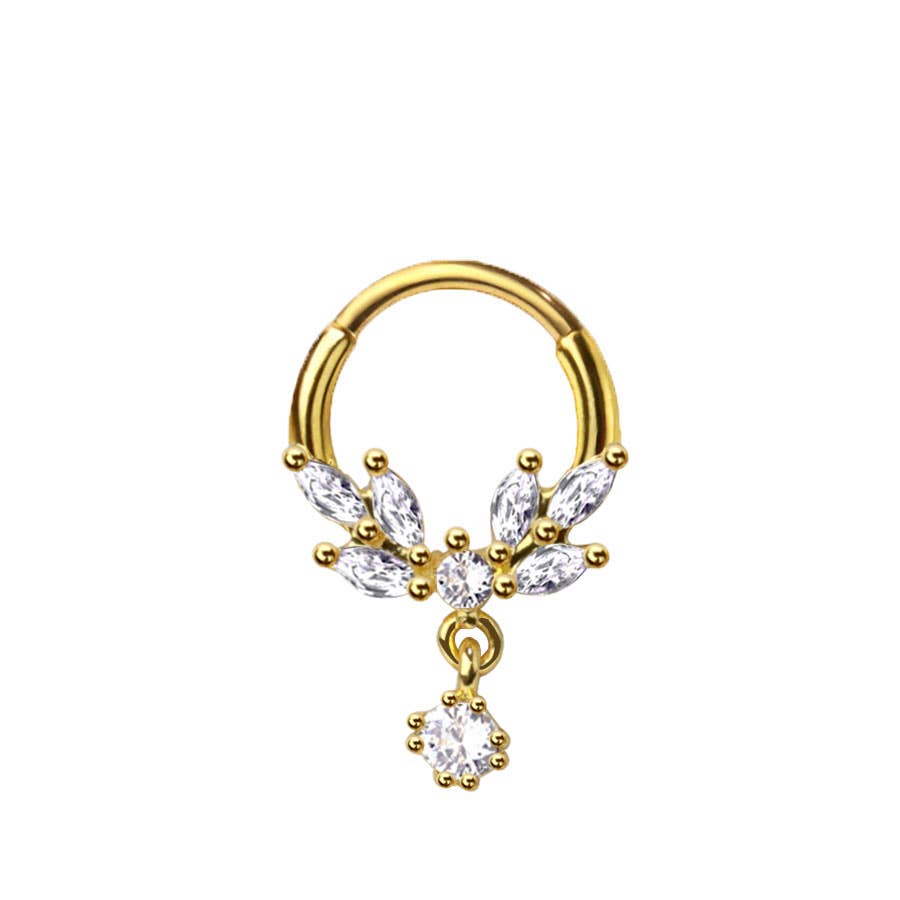 316L SURGICAL STEEL SPIRAL FLOWER VINE SEPTUM HINGED SEGMENT