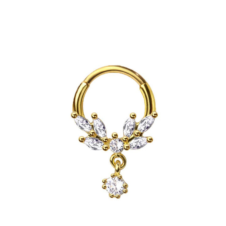 316L SURGICAL STEEL SPIRAL FLOWER VINE SEPTUM HINGED SEGMENT