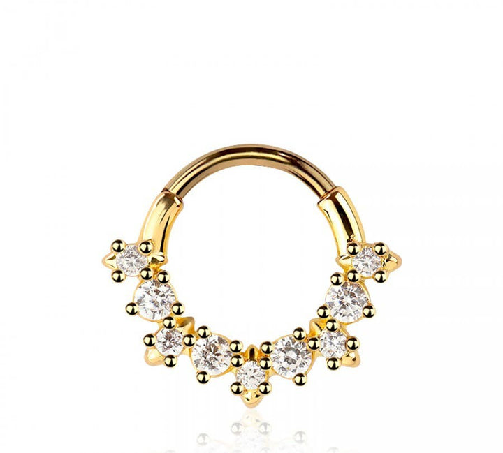 316L SURGICAL STEEL MULTI ROUND CZ SEPTUM HINGED SEGMENT