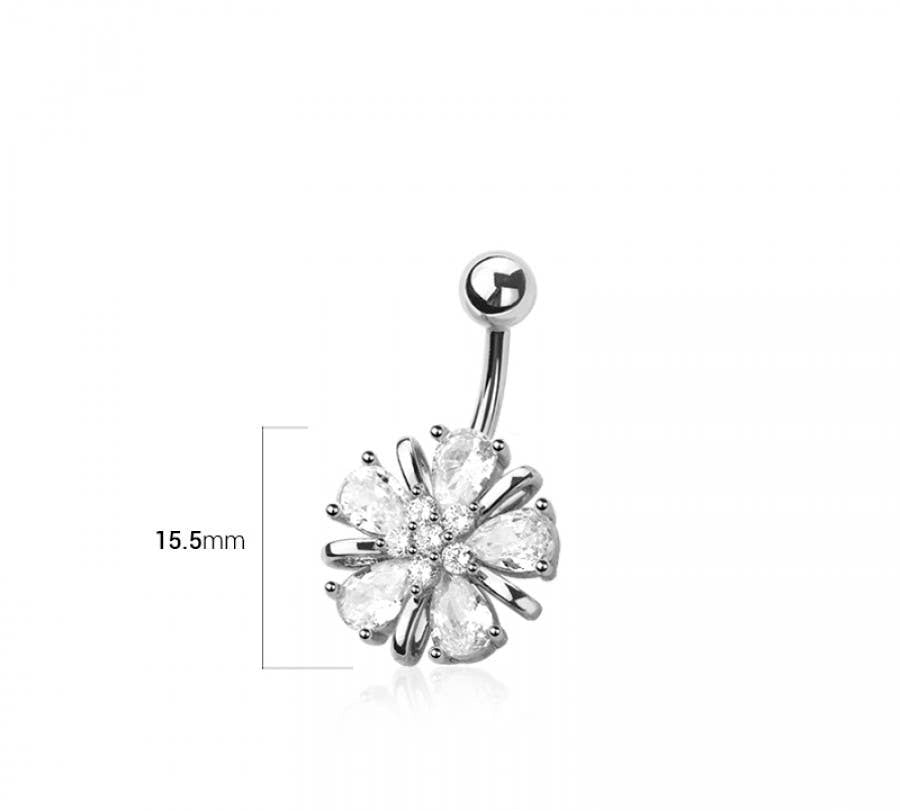 316L SURGICAL STEEL MULTI CZ FLOWER NON DANGLE BELLY BUTTON