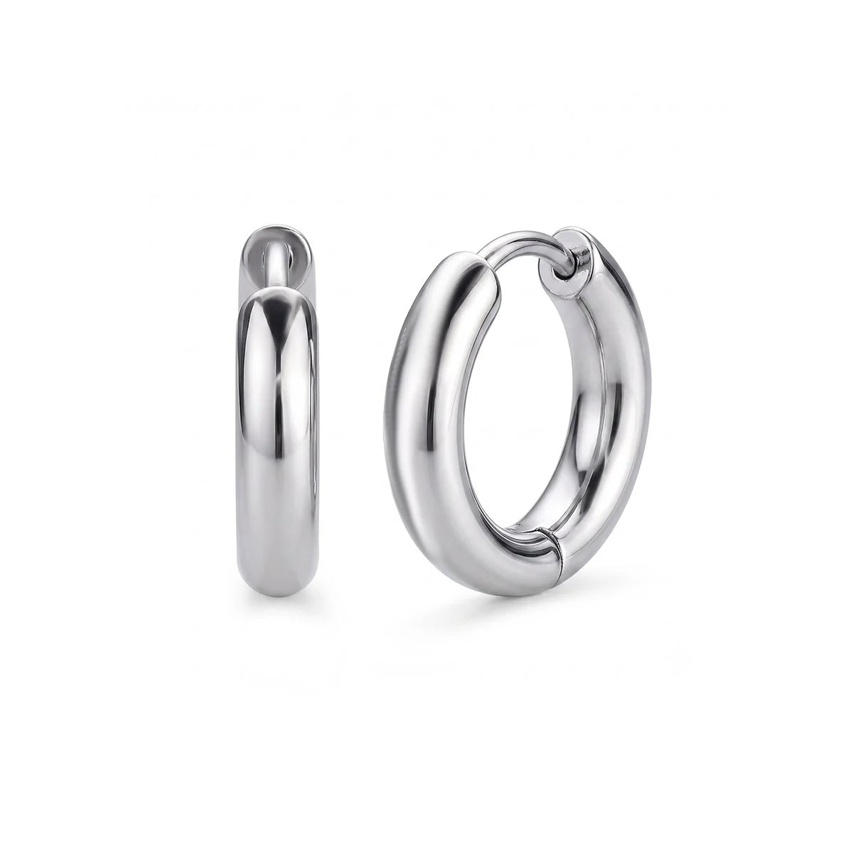 S.STEEL POLISHED HOOP-EARRINGS