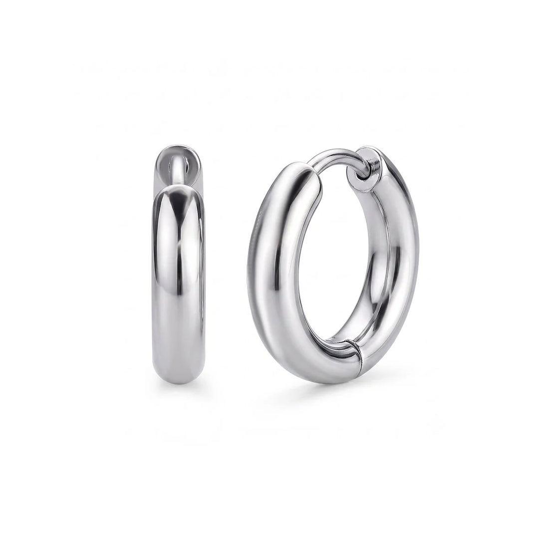 S.STEEL POLISHED HOOP-EARRINGS