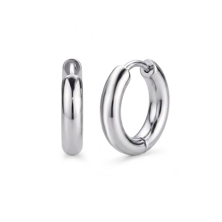 S.STEEL POLISHED HOOP-EARRINGS
