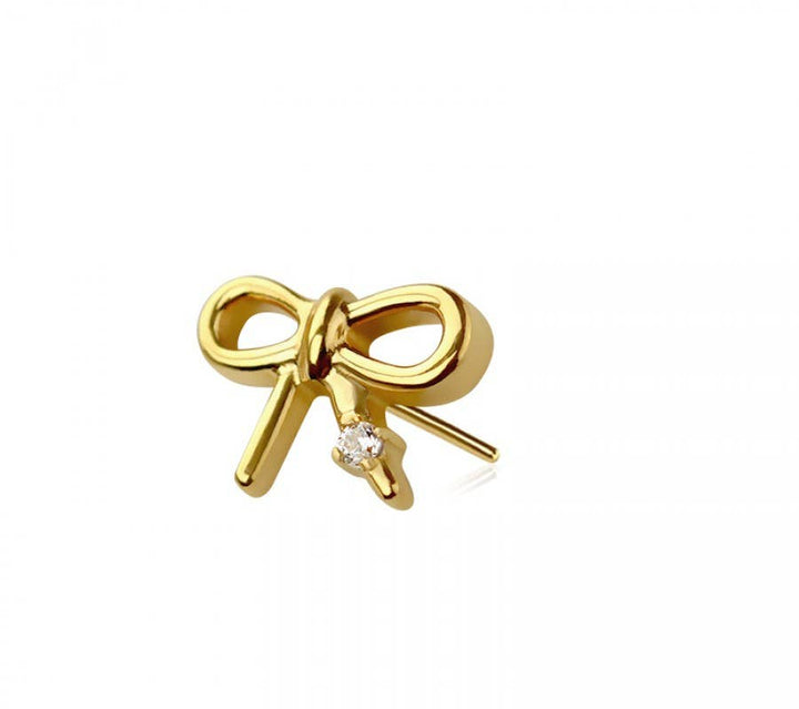 316L SURGICAL STEEL THREADLESS PUSH IN RIBBON CZ TOP PART