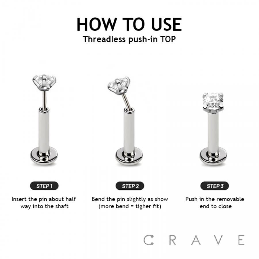 TITANIUM THREADLESS PUSH IN CZ FLOWER LABRET