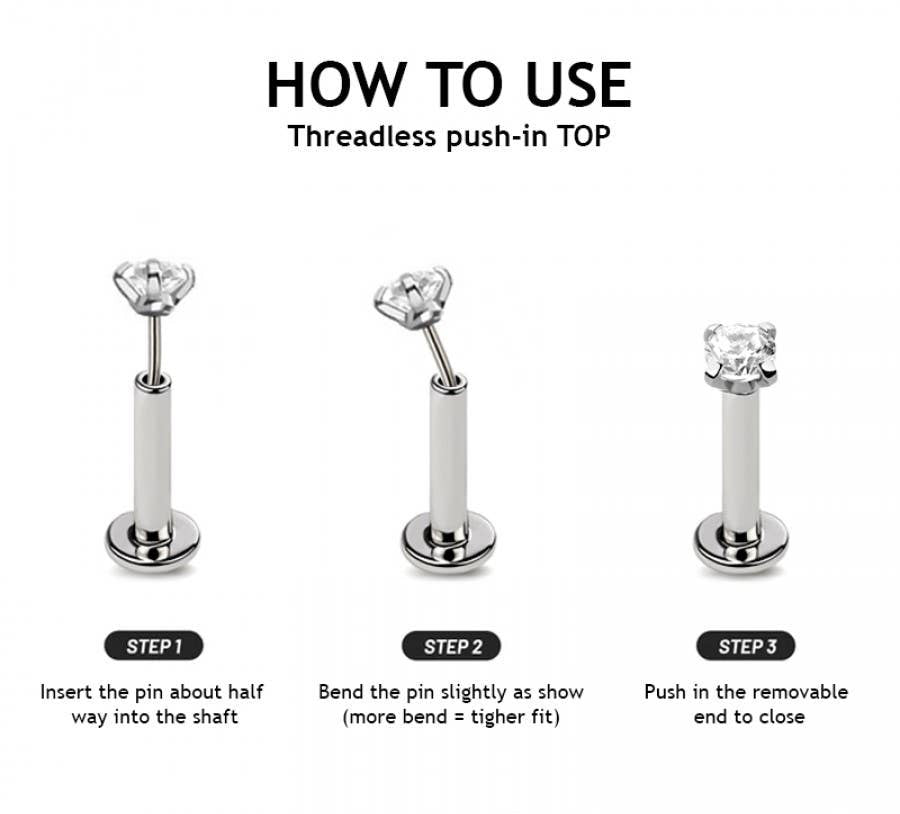 NORTH STAR DIAMOND EIGHTFOLD CZ PUSH IN TOP 316L SURGICAL