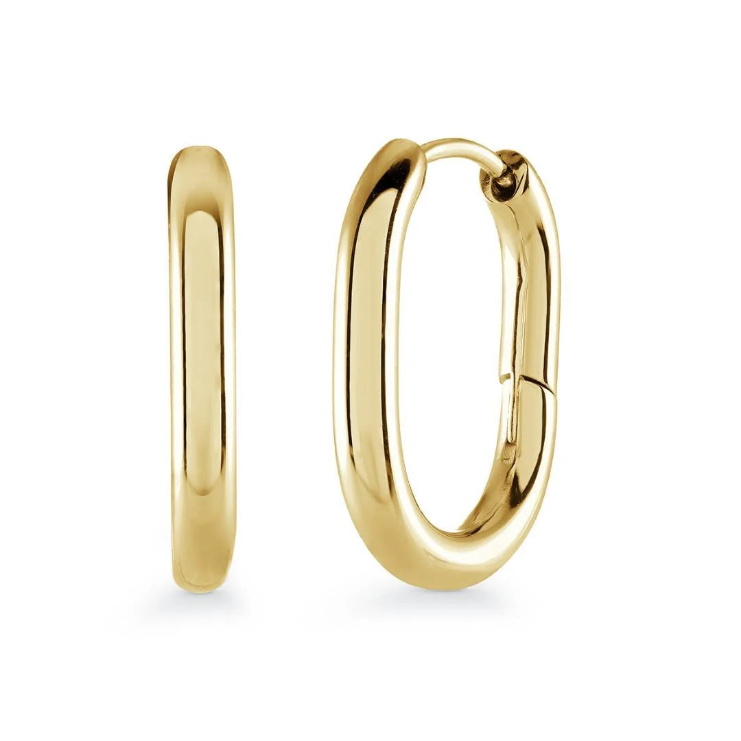 S.STEEL 12MM-OVAL HOOP-EARRINGS