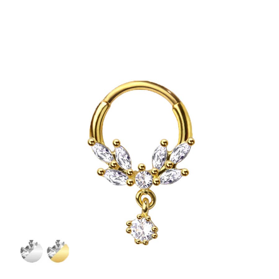 316L SURGICAL STEEL SPIRAL FLOWER VINE SEPTUM HINGED SEGMENT