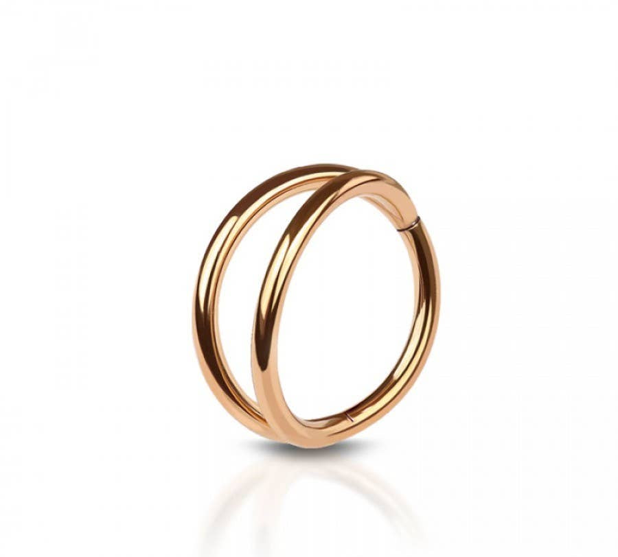 DOUBLE RING 316L SURGICAL STEEL HINGED SEGMENT HOOP RING
