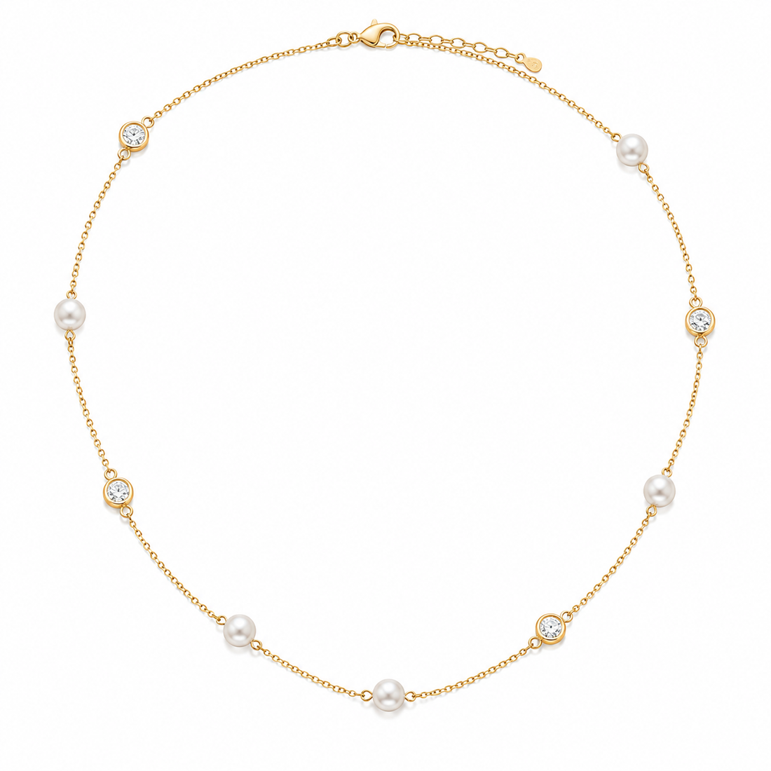 Gold-IP-S.Steel Pearl White Cz Station