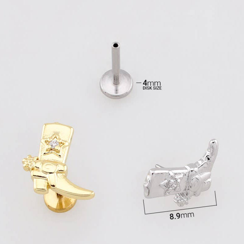 CZ COWBOY BOOT 3D TOP PUSHIN (THREADLESS) 316L