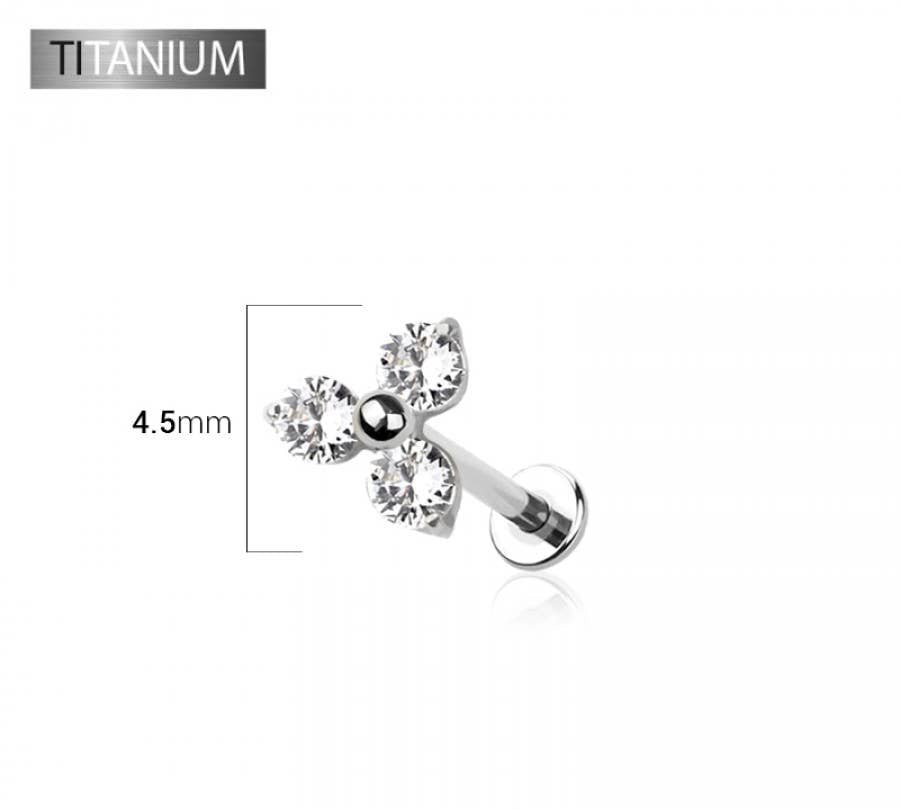 IMPLANT GRADE SOLID TITANIUM TRIPLE CZ PUSH IN TOP LABRET