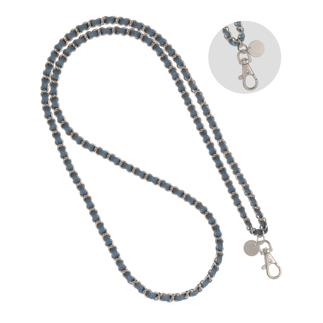 Denim Dream x Matte Silver Crossbody Phone Chain