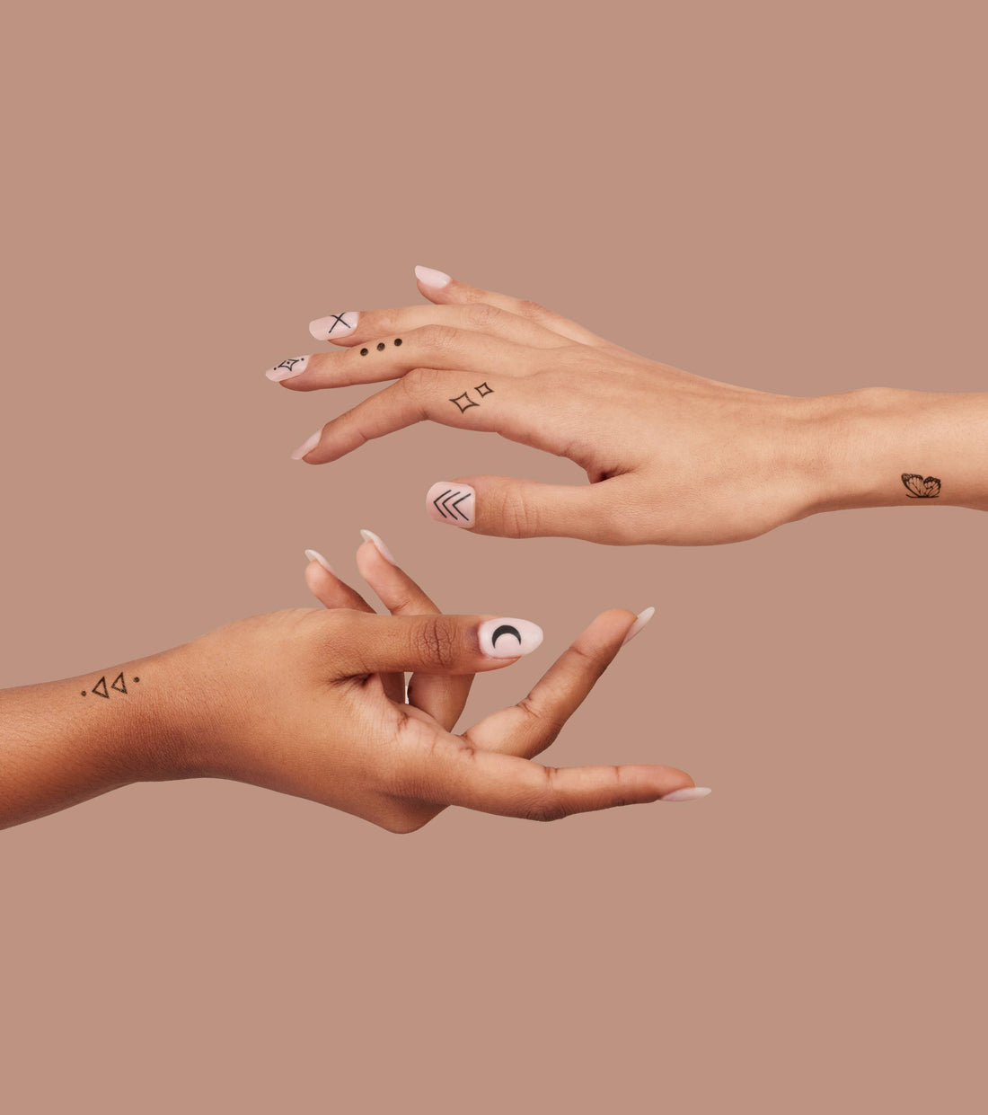 B&W Nail Art Temporary Tattoo Pack