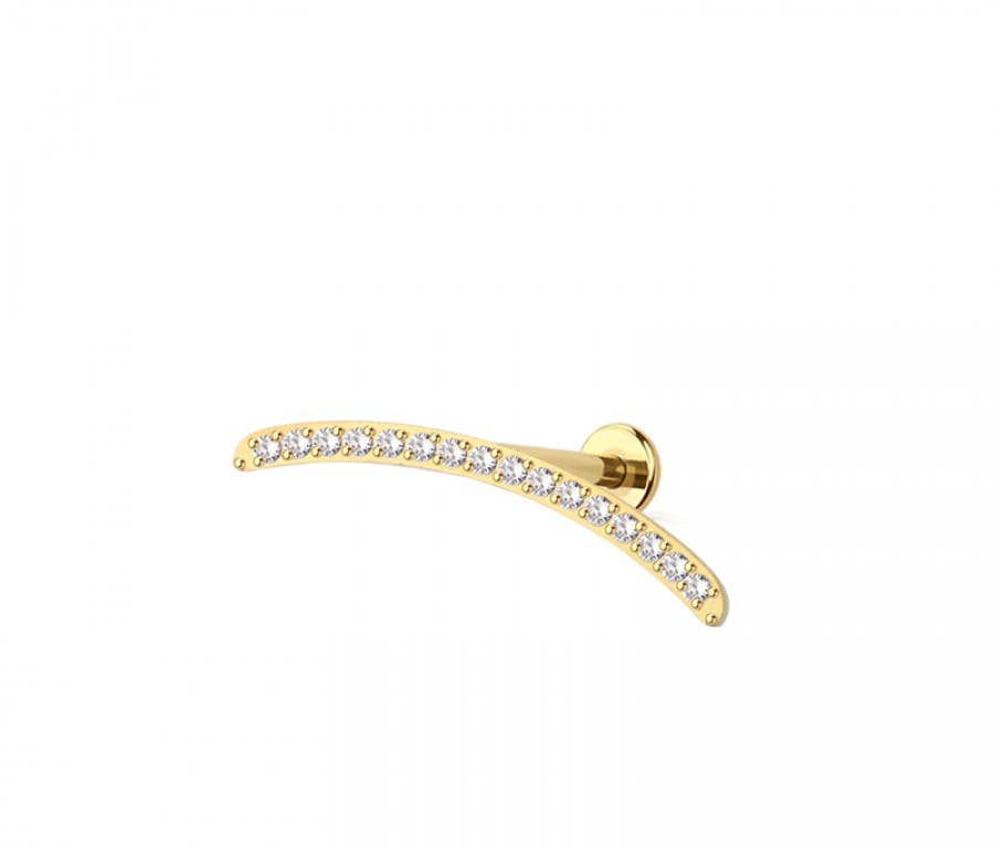 CURVED BAR CZ LINE PUSH IN TOP 316L SURGICAL STEEL LABRET