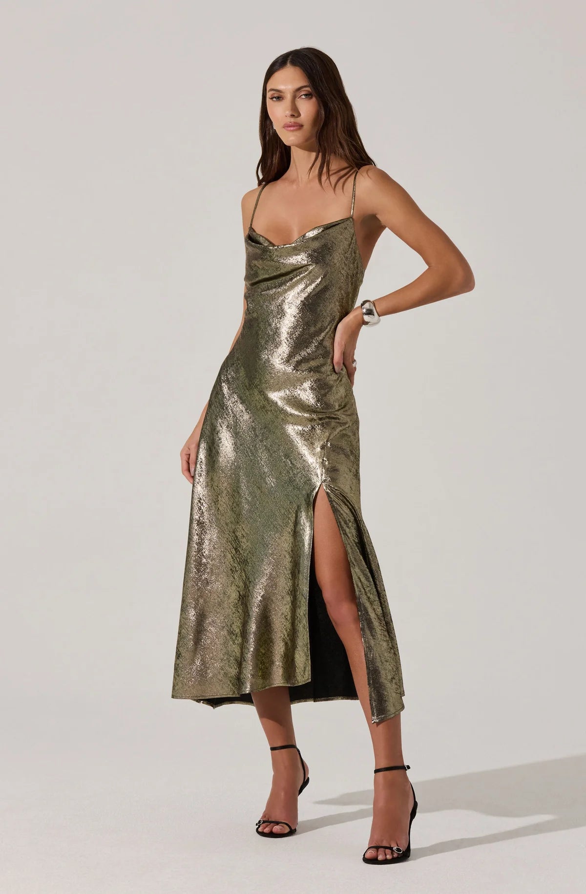 Gaia Metallic Midi Dress