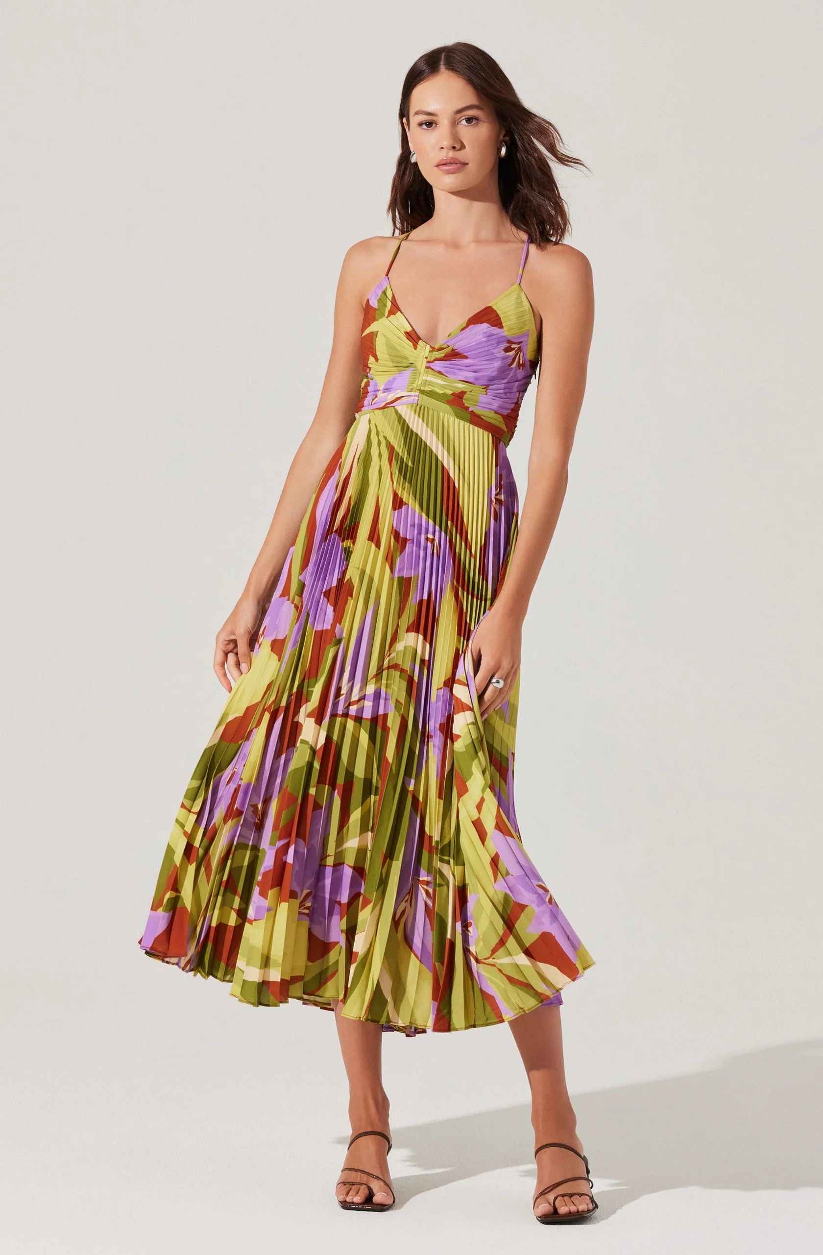 Blythe Floral Plisse Midi Dress