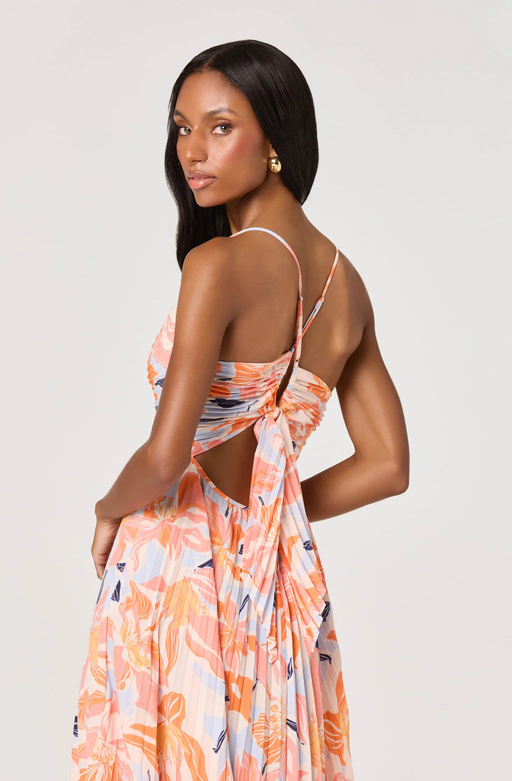 Blythe Midi Dress | Orange Blue Floral