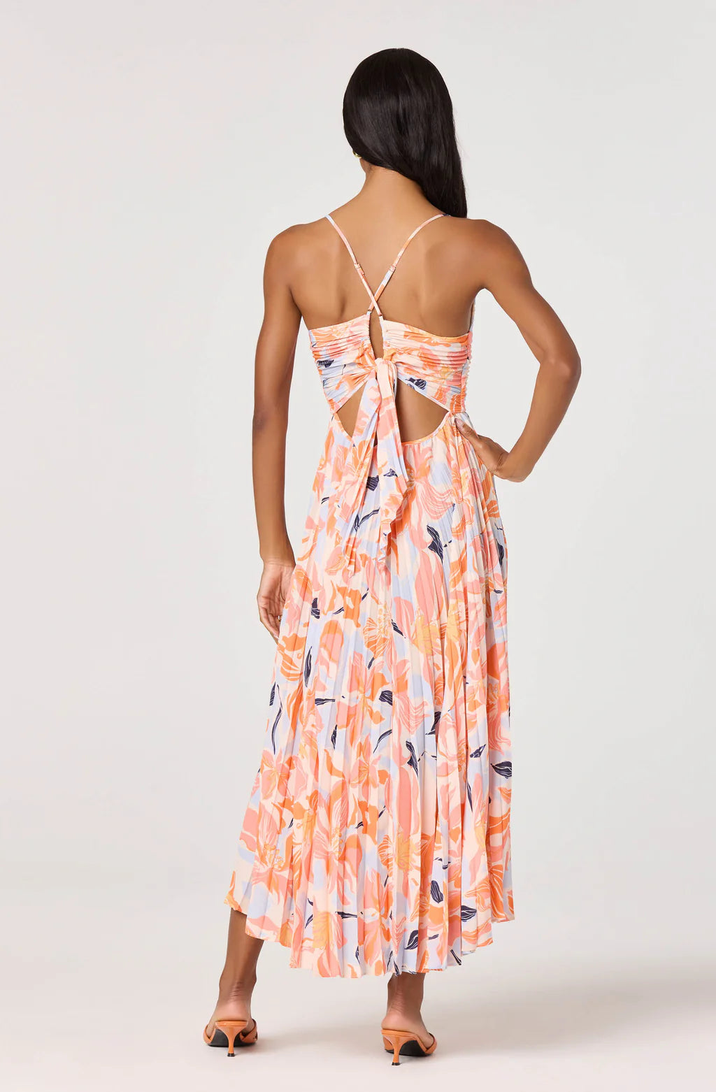 Blythe Midi Dress | Orange Blue Floral
