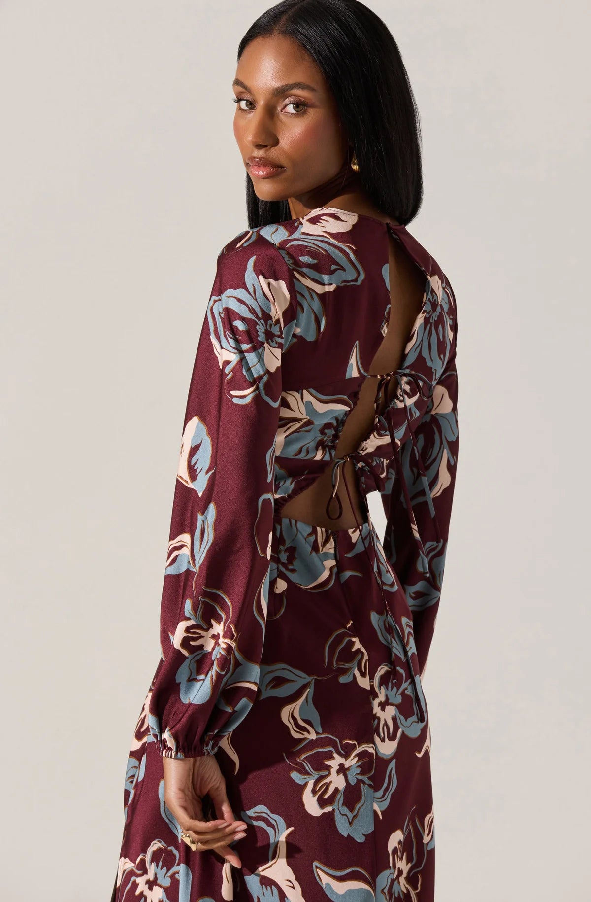 Elyse Satin Floral Midi Dress