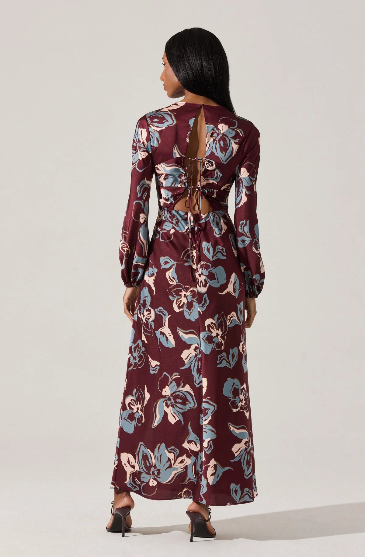 Elyse Satin Floral Midi Dress