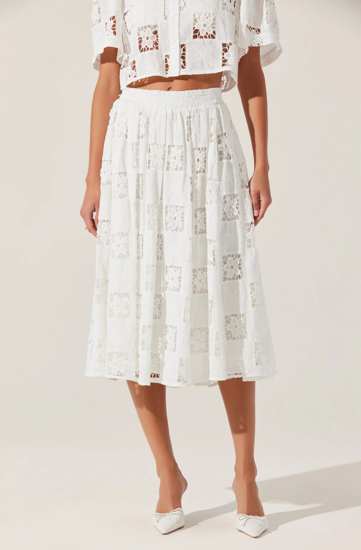 Andolina Crochet Lace Midi Skirt