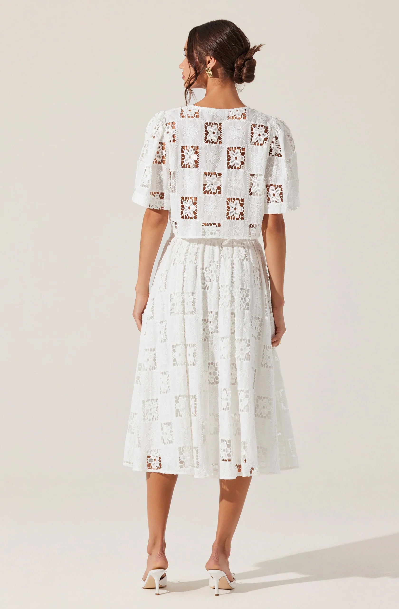 Andolina Crochet Lace Midi Skirt