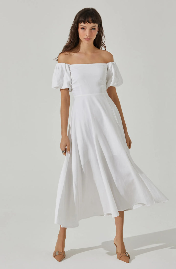 Off Shoulder Puff Sleeve Maxi