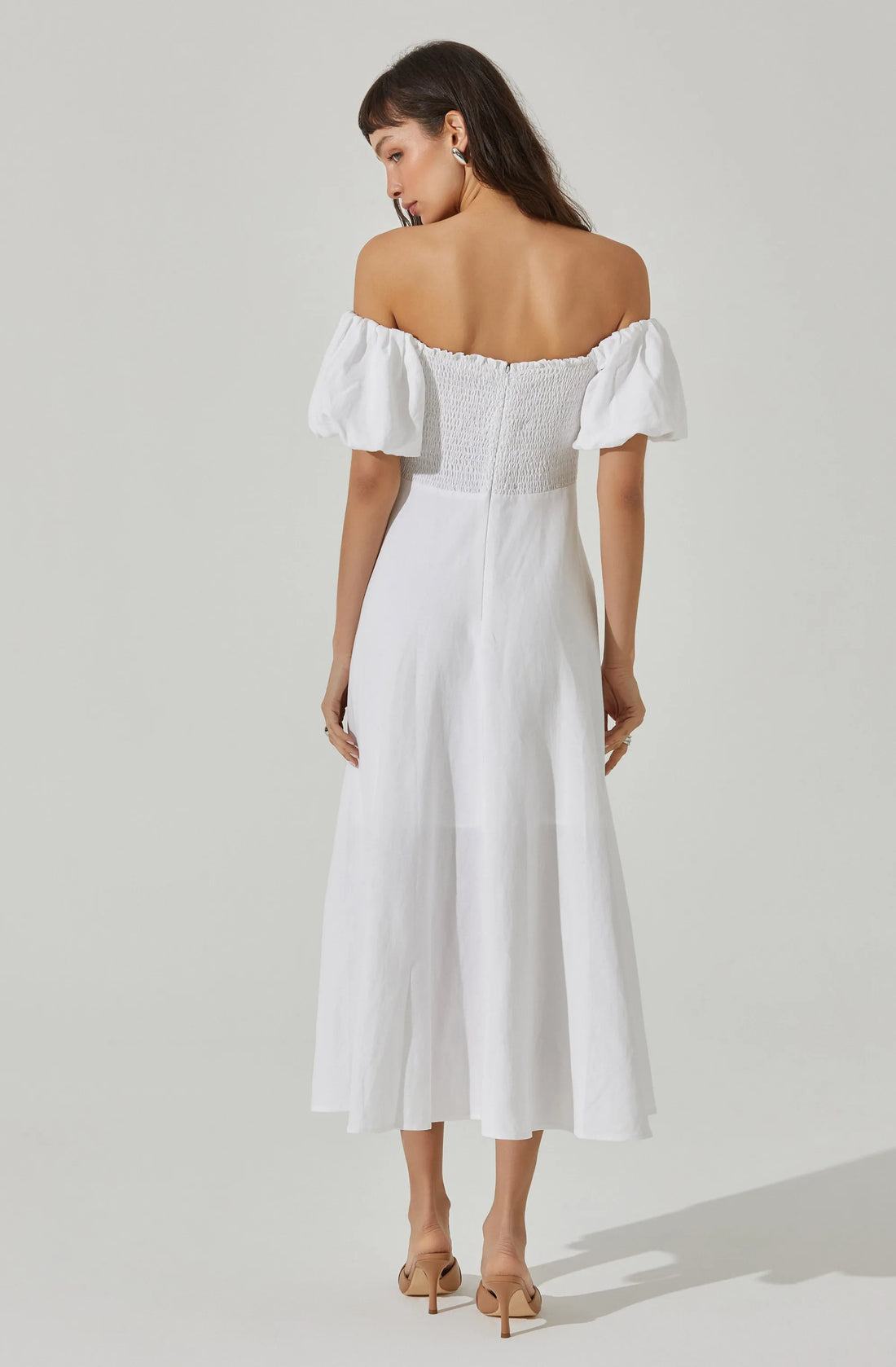 Off Shoulder Puff Sleeve Maxi