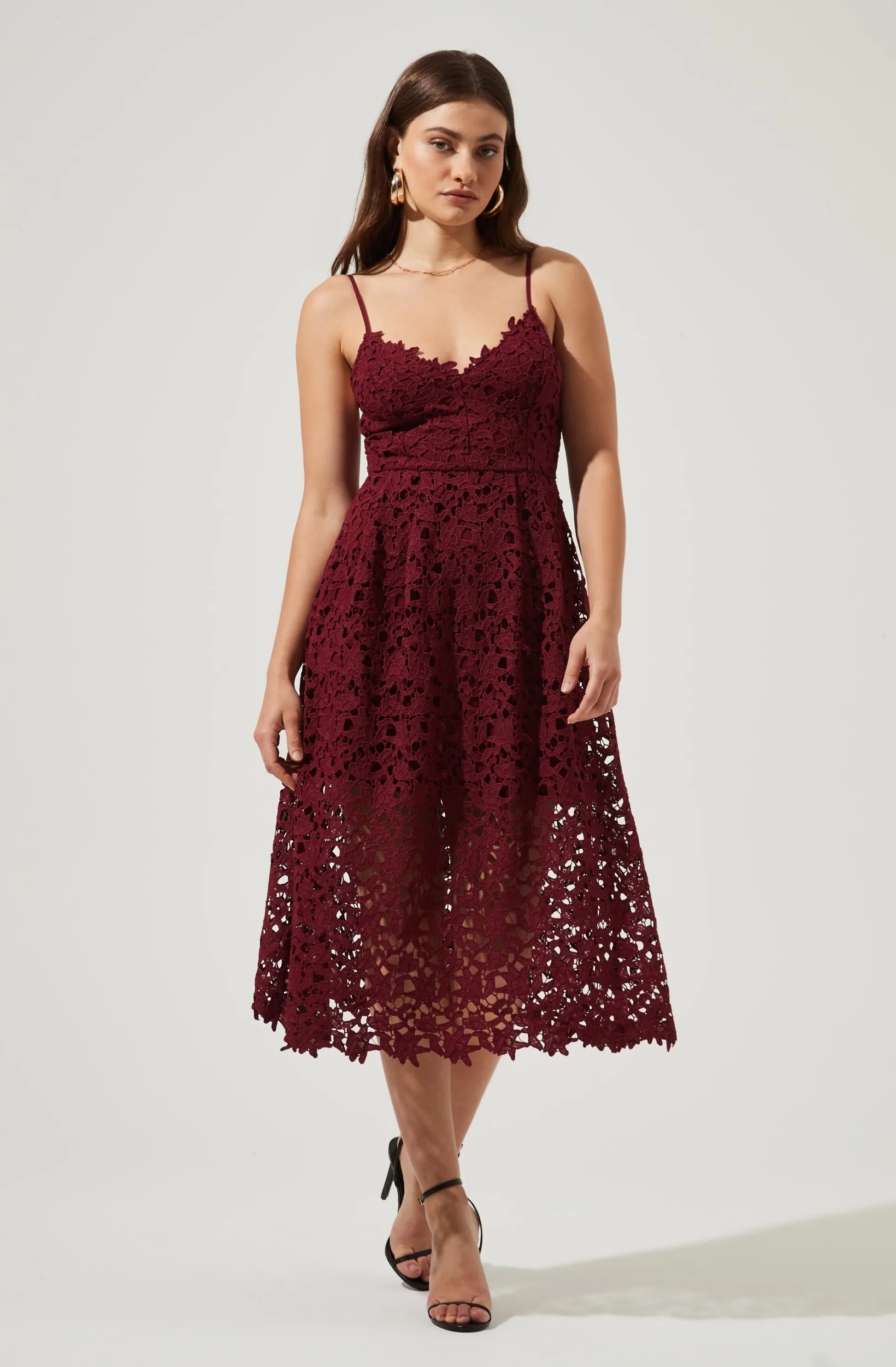 Lace A-line Midi Dress