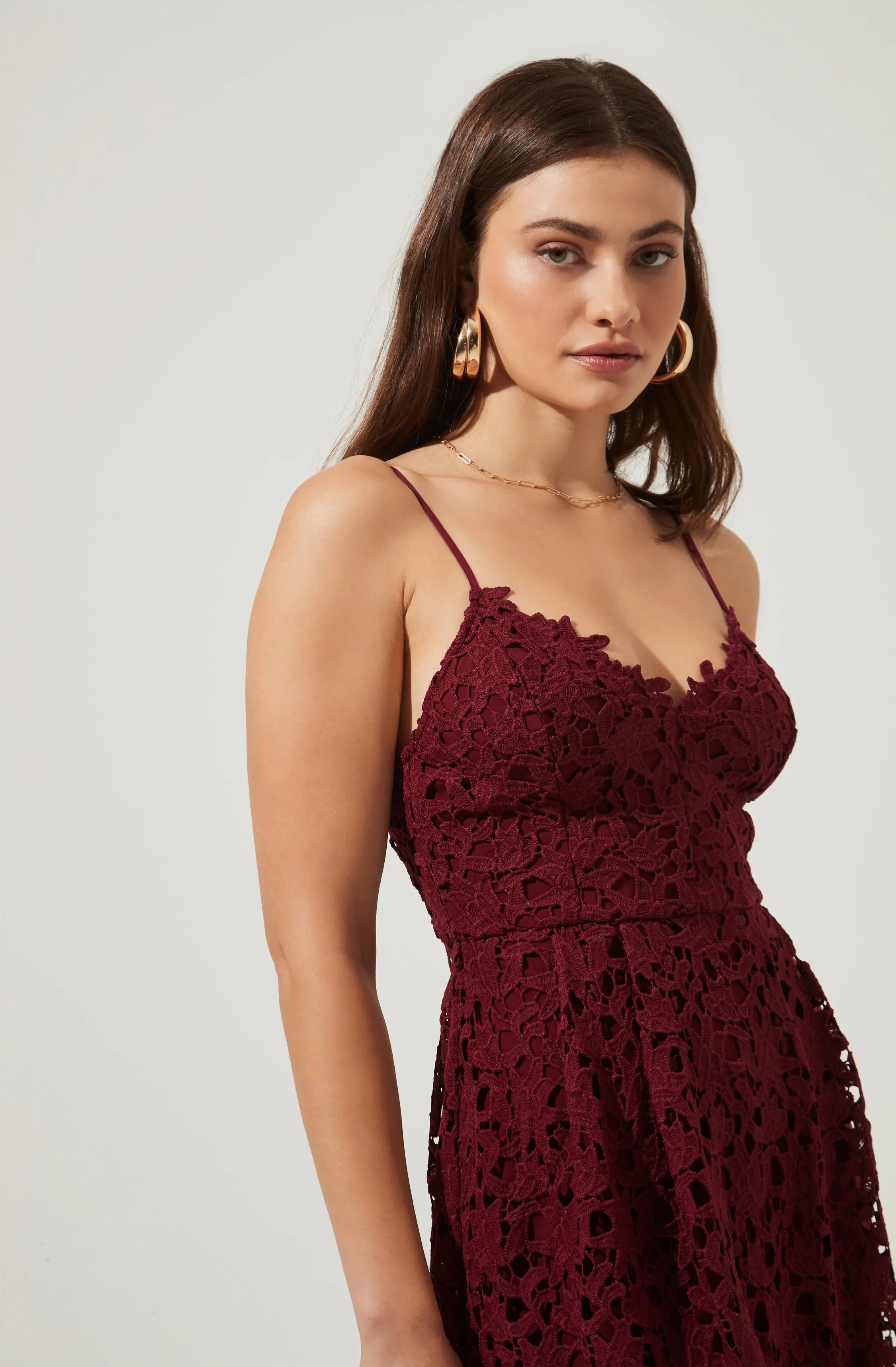 Lace A-line Midi Dress