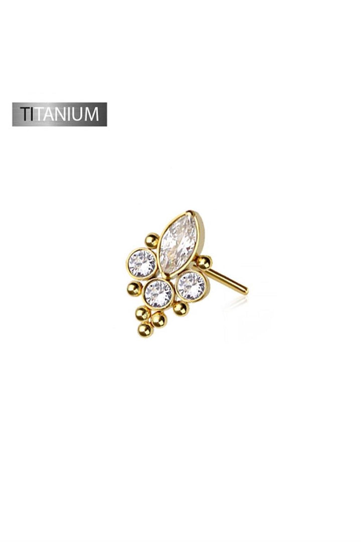 IMPLANT GRADE TITANIUM THREADLESS PUSH IN GEM SARAI PEAR