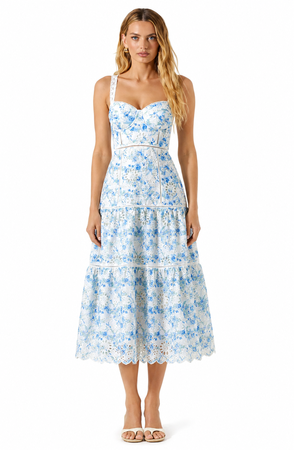 Pellagia Floral Eyelet Midi Dress