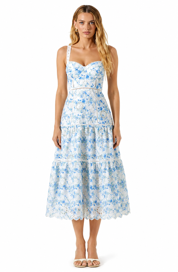 Pellagia Floral Eyelet Midi Dress