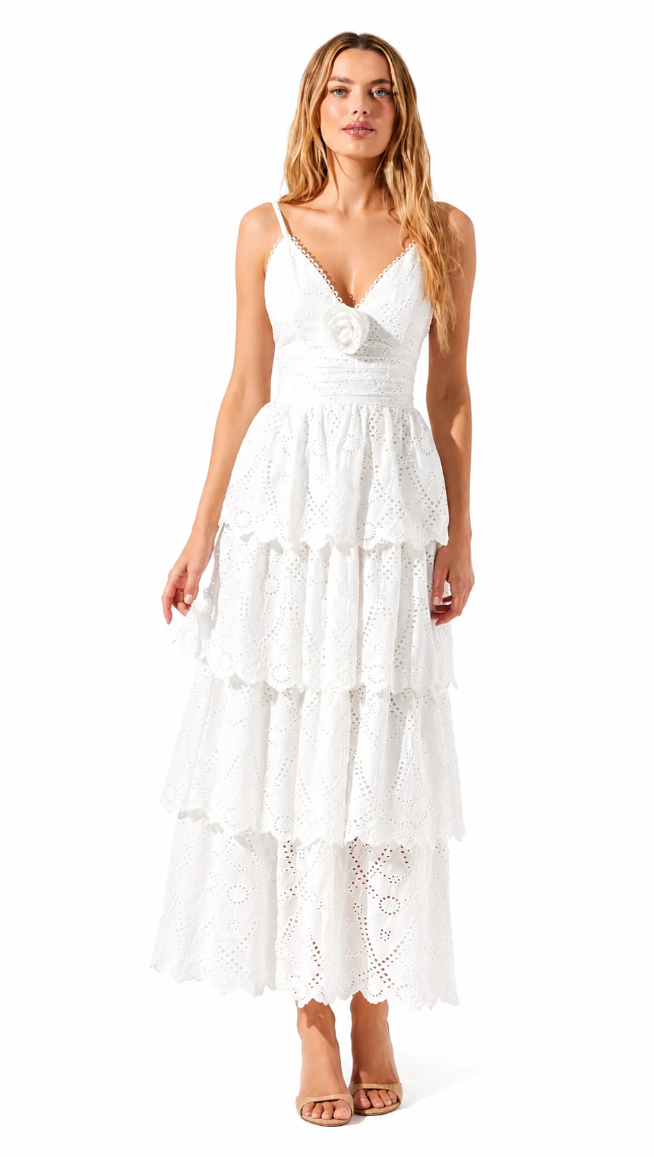 Faeryn Eyelet Tiered Maxi Dress