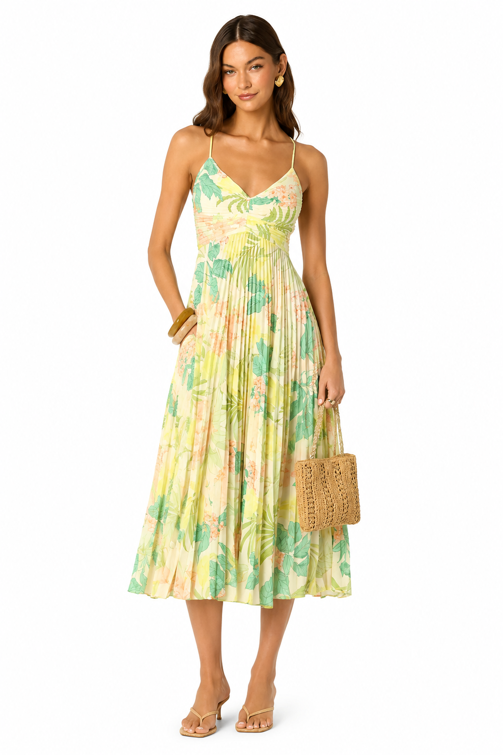 Blythe Midi Dress | Green Peach Tropical